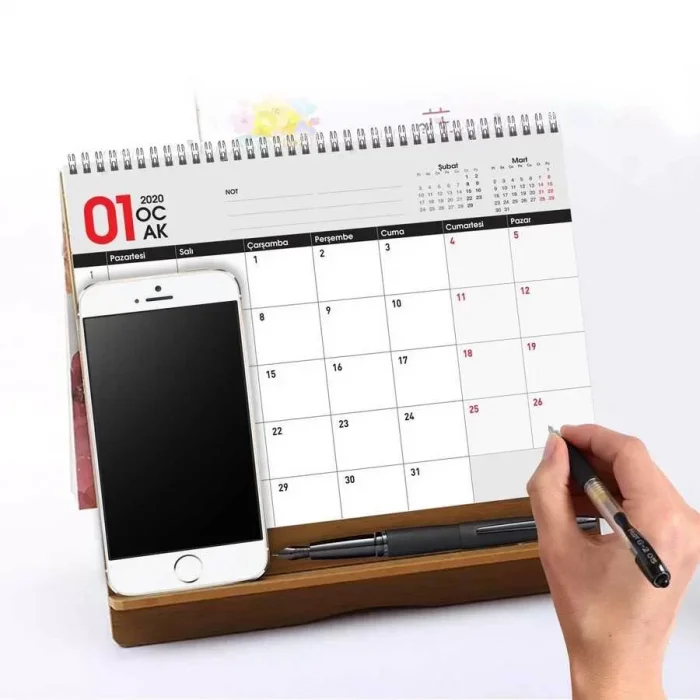 Ahşap Ayaklı Ofis Masa Takvimi - 2026 Masa Takvimi, Önceki Ay Sonraki Ay Takvimi, Aylık Planlayıcı Takvim, 2026 Desk Calendar, Monthly Planner