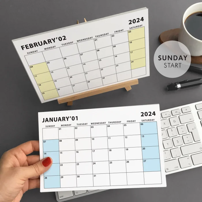 Amerikan Standardı 2025 Masa Takvimi(Pazar Günü Başlangıç),Ahşap Şövale Takvim, Aylık Planlamalı Takvim, Pastel Renkler, Yapılacaklar Listesi(Arka Sayfalar)