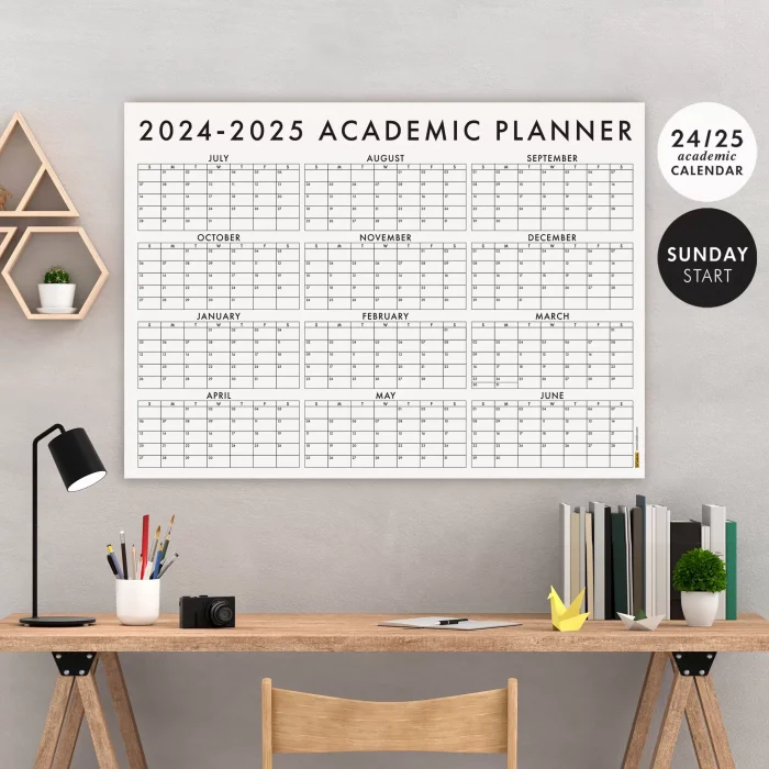 Amerikan Standardı 2025 -2026 Akademik Duvar Takvimi, TEMMUZ Başlangıçlı, PAZAR Günü Başlangıçlı