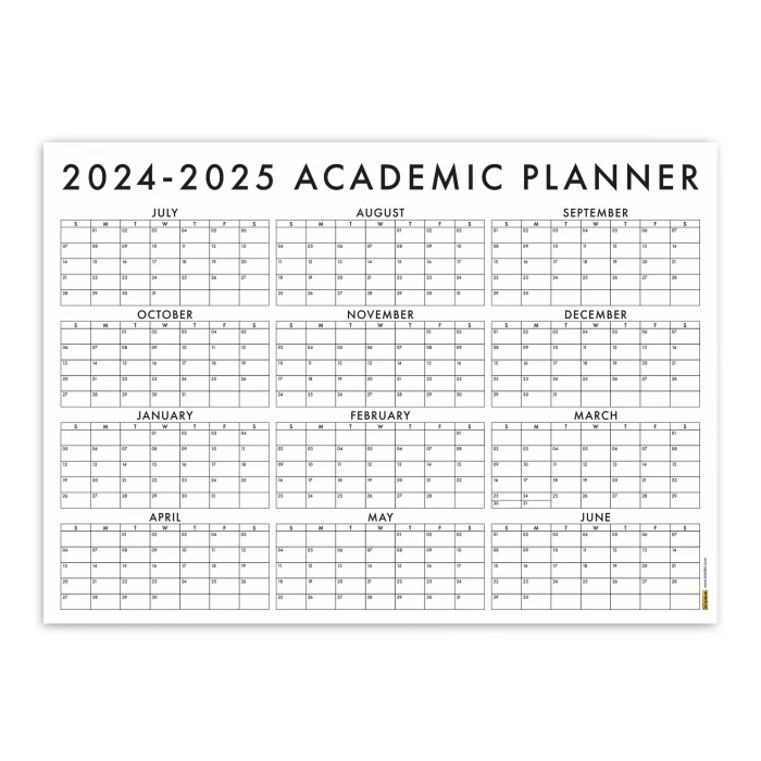 Amerikan Standardı 2025 -2026 Akademik Duvar Takvimi, TEMMUZ Başlangıçlı, PAZAR Günü Başlangıçlı