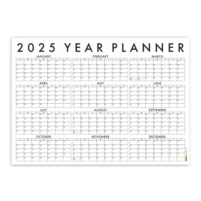 Amerikan Standardı 2025 Yıllık Planlayıcı Duvar Takvimi