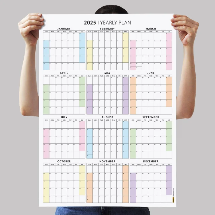Amerikan Standardı 2025 Yıllık Planlayıcı Duvar Takvimi, United States Calendar