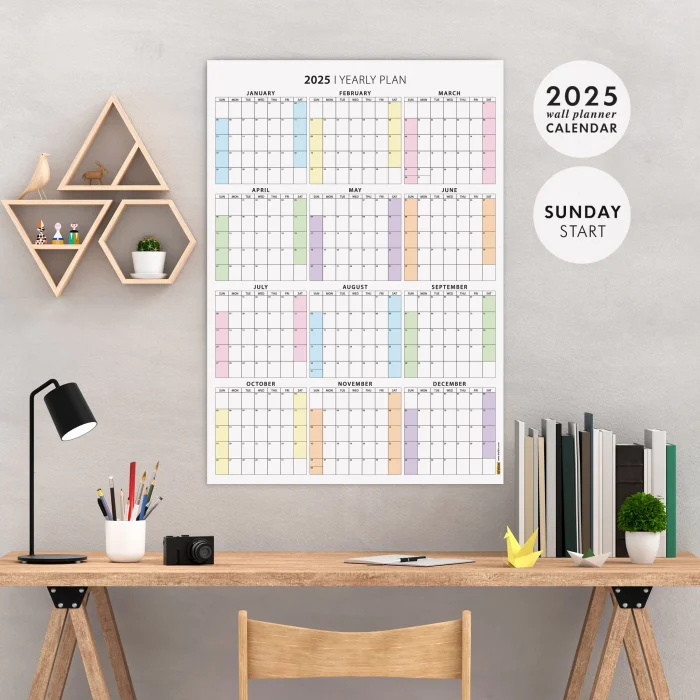 Amerikan Standardı 2025 Yıllık Planlayıcı Duvar Takvimi, United States Calendar