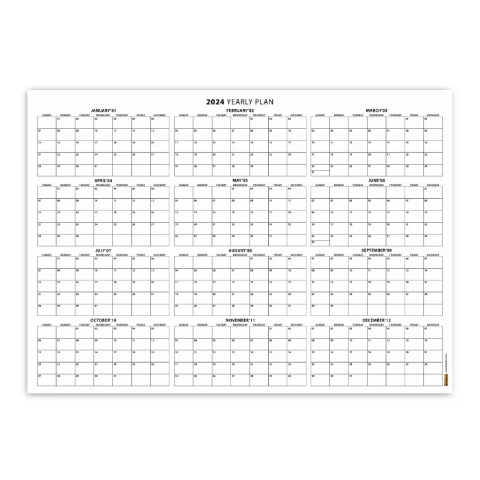 Amerikan Standardı 2025 Yıllık Planlayıcı Takvim, Pazar Başlangıç Takvim, Duvar Takvimi