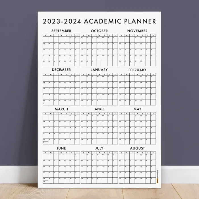 Amerikan Standardı 2026-2027 Akademik Duvar Takvimi, Eylül Başlangıç Akademik Planlayıcısı, Sunday Start