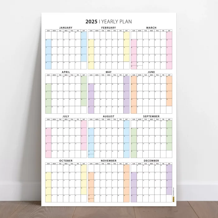 Amerikan Standardı 2026 Yıllık Planlayıcı Duvar Takvimi, United States Calendar