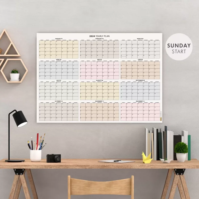 Amerikan Standardı 2026 Yıllık Planlayıcı Takvim, Pazar Başlangıç 2026 Takvim