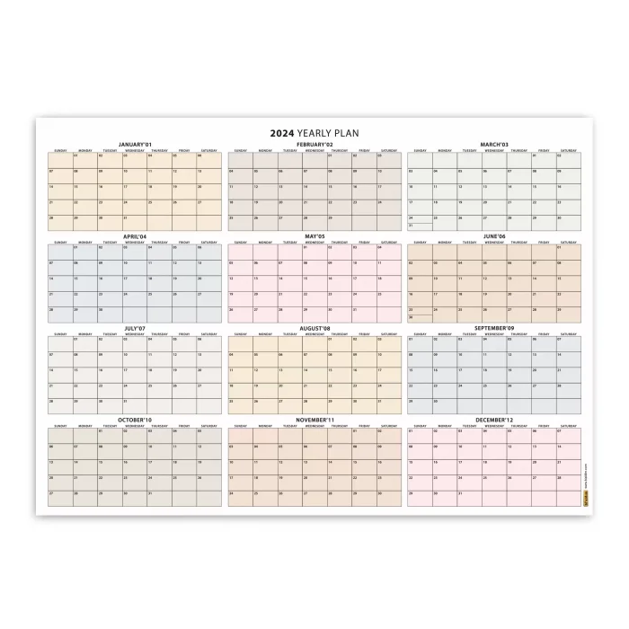 Amerikan Standardı 2026 Yıllık Planlayıcı Takvim, Pazar Başlangıç 2026 Takvim