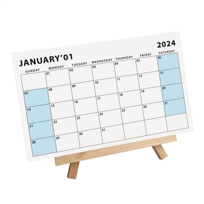 Amerikan Standardı 2027 Masa Takvimi(Pazar Günü Başlangıç),Ahşap Şövale Takvim, Aylık Planlamalı Takvim, Pastel Renkler, Yapılacaklar Listesi(Arka Sayfalar)