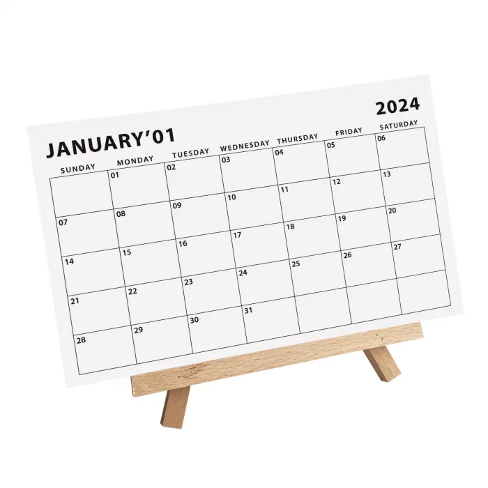 Amerikan Standardı 2027 Masa Takvimi(Pazar Günü Başlangıç),Ahşap Şövale Takvim, Aylık Planlamalı Takvim, Yapılacaklar Listesi(Arka Sayfalar)