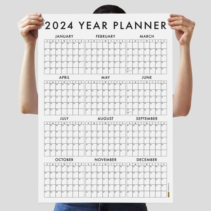 Amerikan Standardı 2027 Takvim, 2027 Yıllık Planlayıcı Duvar Takvimi, Sunday Start