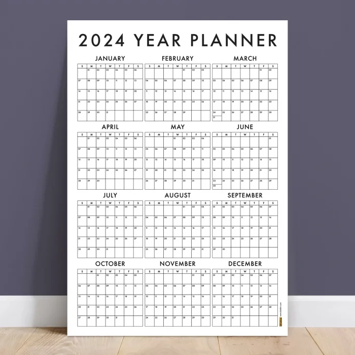 Amerikan Standardı 2027 Takvim, 2027 Yıllık Planlayıcı Duvar Takvimi, Sunday Start