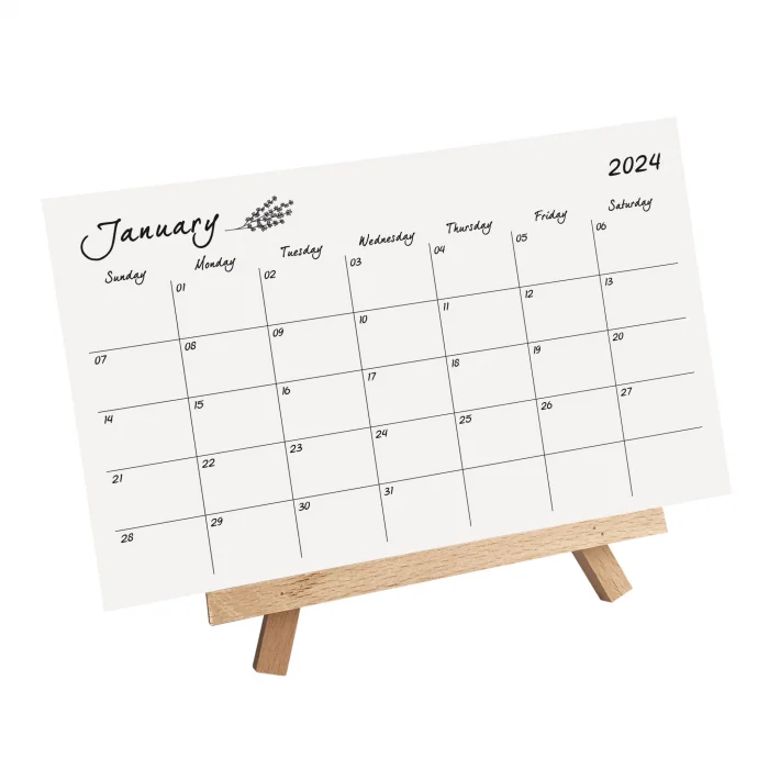 Amerikan Standardı Çiçekli 2025 Masa Takvimi (Pazar Günü Başlangıç),Ahşap Şövale Takvim, Aylık Planlamalı Takvim, Yapılacaklar Listesi (Arka Sayfalar)