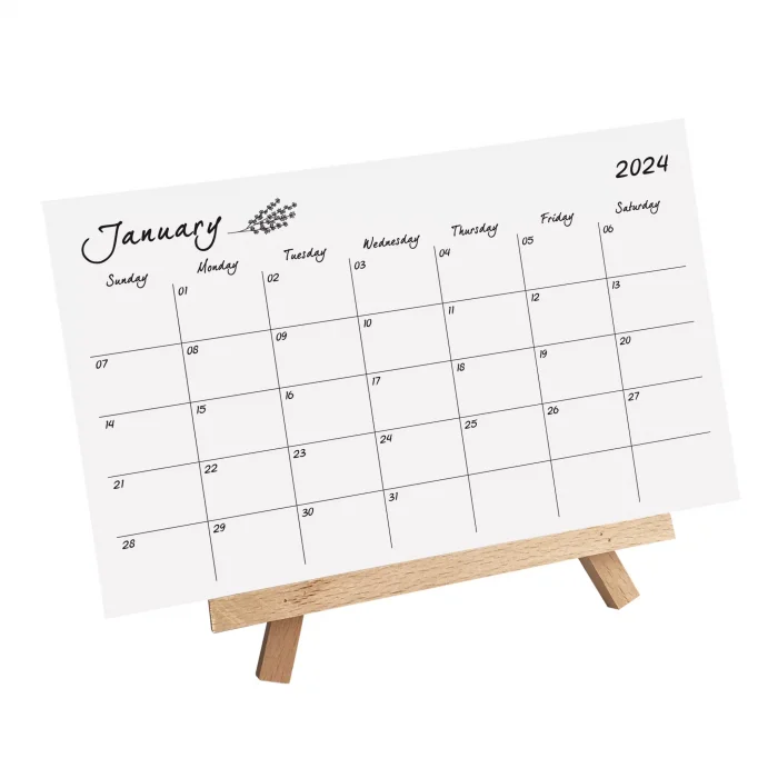 Amerikan Standardı Çiçekli 2026 Masa Takvimi (Pazar Günü Başlangıç),Ahşap Şövale Takvim, Aylık Planlamalı Takvim, Yapılacaklar Listesi (Arka Sayfalar)