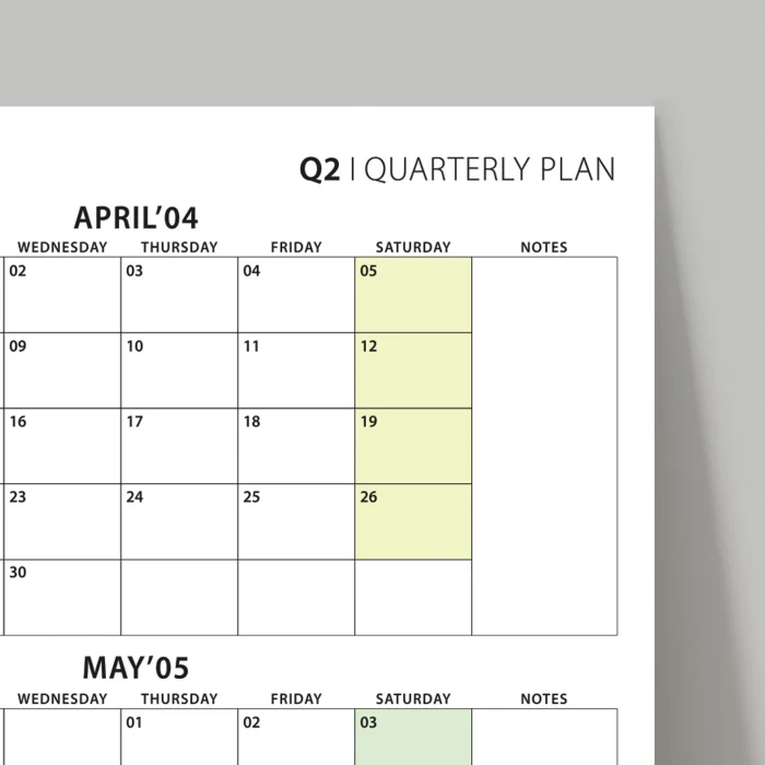 Amerikan Standardı Takvim, Üç Aylık Planlayıcı 2025 Duvar Takvimi, Nisan - Haziran 2025, 90 Günlük Planlama, Yılın İkinci Çeyreği Takvimi, Yeşil Takvim, Pazar Günü Başlangıçlı Takvim - 35x50cm