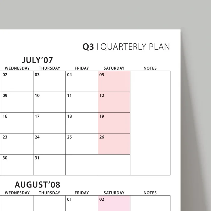 Amerikan Standardı Takvim, Üç Aylık Planlayıcı 2025 Duvar Takvimi Seti, 90 Günlük Planlama, 2025 Duvar Planlayıcı Takvim, Pazar Günü Başlangıçlı Takvim - 50x70cm