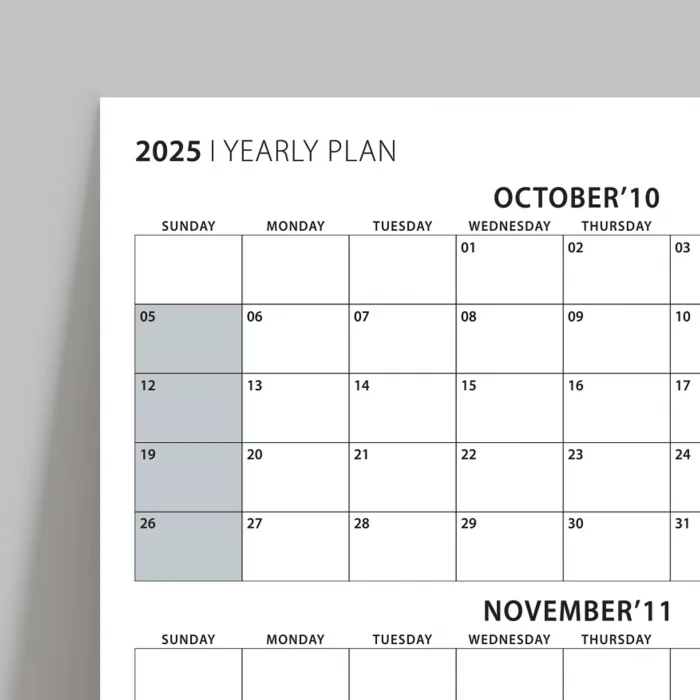 Amerikan Standardı Takvim, Üç Aylık Planlayıcı 2026 Duvar Takvimi, Ekim - Aralık 2026, 90 Günlük Planlama, Yılın Dördüncü Çeyreği Takvimi, Gri Takvim, Pazar Günü Başlangıçlı Takvim - 70x100cm