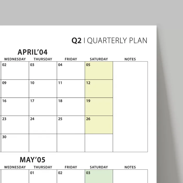 Amerikan Standardı Takvim, Üç Aylık Planlayıcı 2026 Duvar Takvimi, Nisan - Haziran 2026, 90 Günlük Planlama, Yılın İkinci Çeyreği Takvimi, Yeşil Takvim, Pazar Günü Başlangıçlı Takvim - 70x100cm