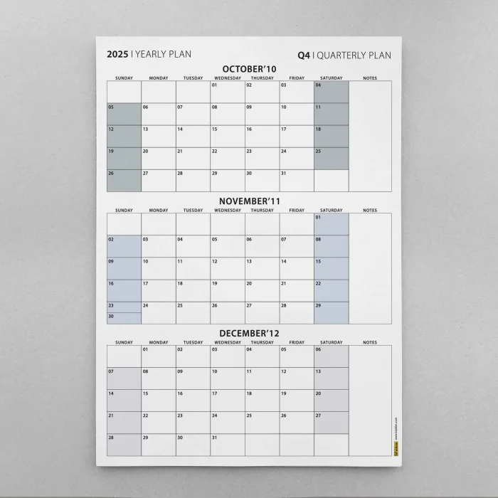 Amerikan Standardı Takvim, Üç Aylık Planlayıcı 2026 Duvar Takvimi Seti, 90 Günlük Planlama, 2026 Duvar Planlayıcı Takvim, Pazar Günü Başlangıçlı Takvim - 50x70cm