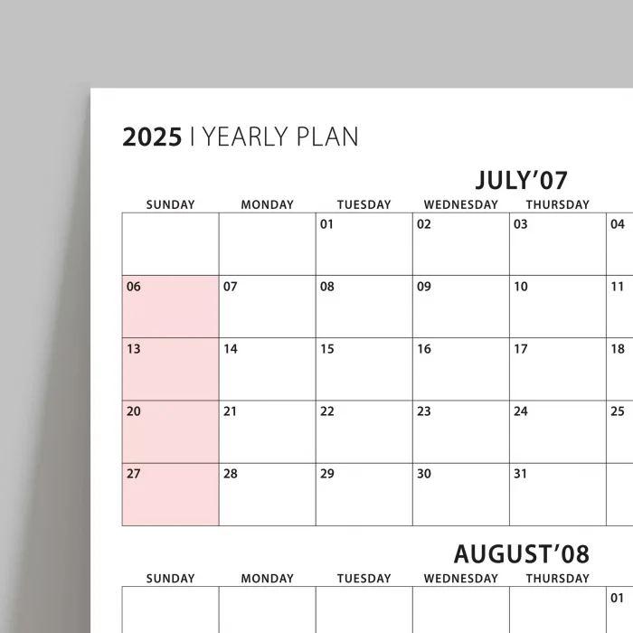 Amerikan Standardı Takvim, Üç Aylık Planlayıcı 2026 Duvar Takvimi, Temmuz - Eylül 2026, 90 Günlük Planlama, Yılın Üçüncü Çeyreği Takvimi, Pembe Takvim, Pazar Günü Başlangıçlı Takvim - 50x70cm