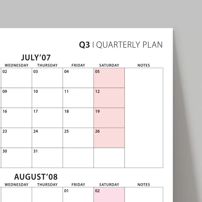 Amerikan Standardı Takvim, Üç Aylık Planlayıcı 2027 Duvar Takvimi Seti, 90 Günlük Planlama, 2027 Duvar Planlayıcı Takvim, Pazar Günü Başlangıçlı Takvim - 35x50cm