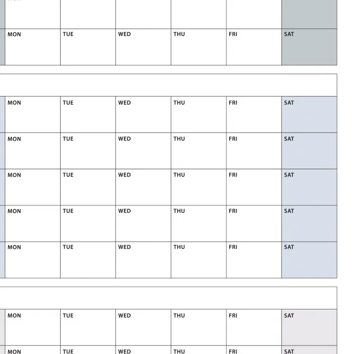 Amerikan Standardı Tarihsiz Üç Aylık Duvar Takvimi, Gri Renkler, Pazar Günü Başlagıç, Üç Aylık Duvar Planlayıcısı, 90 Günlük Takvim, 90 Günlük Plan - 35x50cm