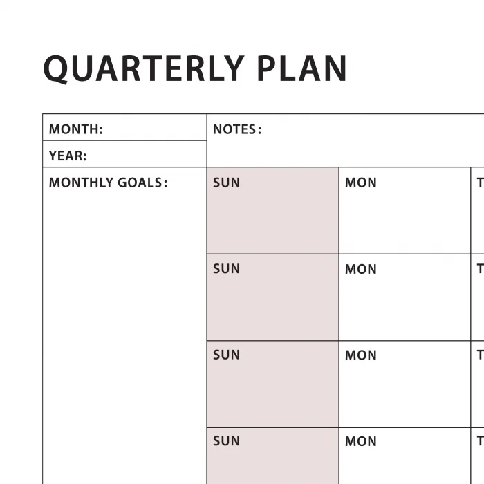 Amerikan Standardı Tarihsiz Üç Aylık Duvar Takvimi, Kahve Tonları, Pazar Günü Başlagıç, Üç Aylık Duvar Planlayıcısı, 90 Günlük Takvim - 50x70cm