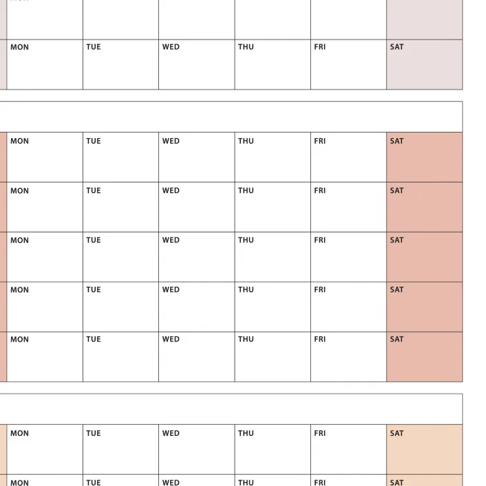 Amerikan Standardı Tarihsiz Üç Aylık Duvar Takvimi Seti, Pazar Günü Başlagıç, Üç Aylık Duvar Planlayıcısı - 70x100cm