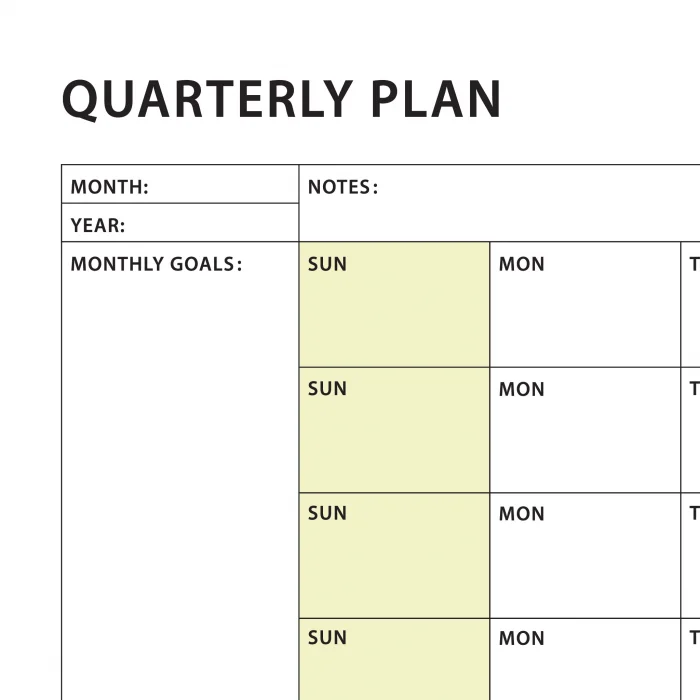 Amerikan Standardı Tarihsiz Üç Aylık Duvar Takvimi, Yeşil Renkler, Pazar Günü Başlagıç, Üç Aylık Duvar Planlayıcısı, 90 Günlük Takvim, 90 Günlük Plan - 70x100cm