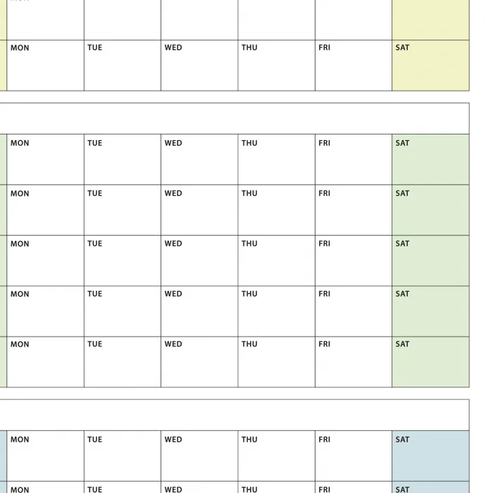 Amerikan Standardı Tarihsiz Üç Aylık Duvar Takvimi, Yeşil Renkler, Pazar Günü Başlagıç, Üç Aylık Duvar Planlayıcısı, 90 Günlük Takvim, 90 Günlük Plan - 70x100cm