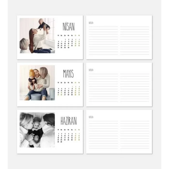 Anneler Gününe Özel Fotoğraflı 2025 Masa Takvimi