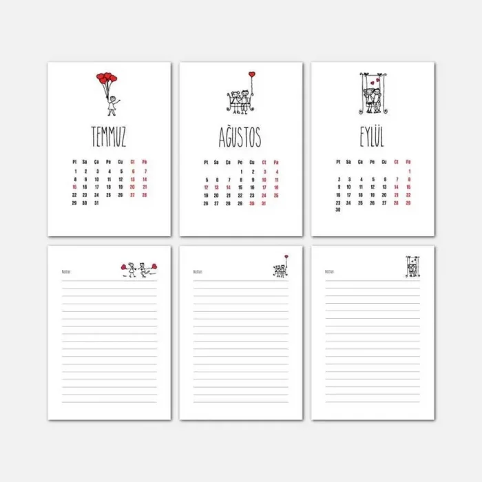 Aşk Tasarımlı Masa Takvimi | Ahşap Tabanlı 2025 Masa Takvimi