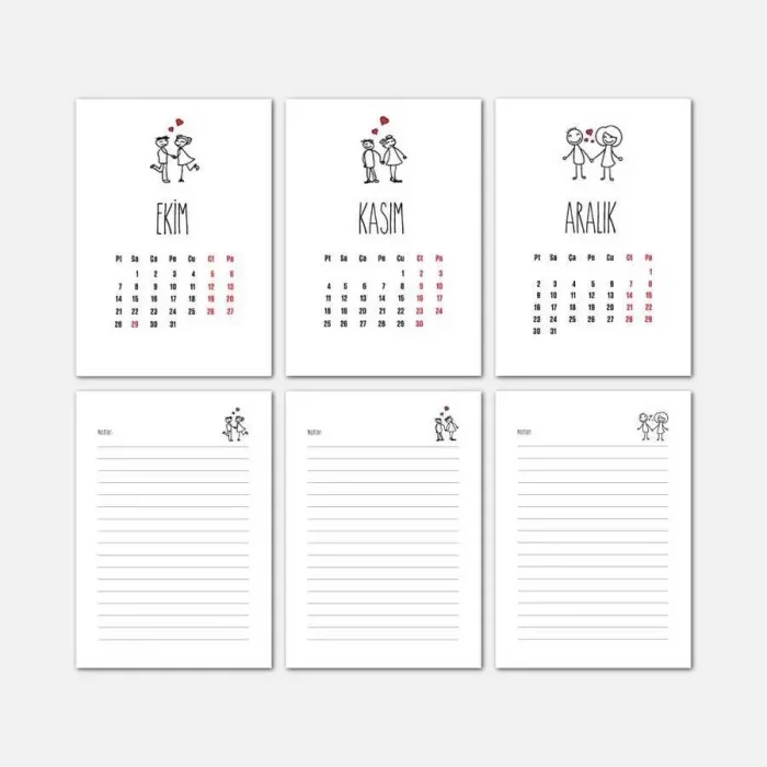Aşk Tasarımlı Masa Takvimi | Ahşap Tabanlı 2025 Masa Takvimi