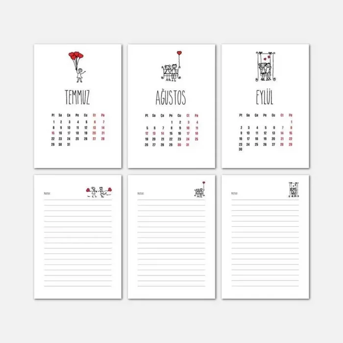 Aşk Tasarımlı Masa Takvimi | Ahşap Tabanlı 2026 Masa Takvimi