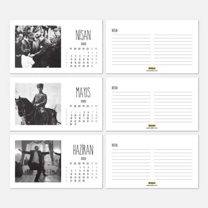 Atatürk Fotoğraflı 2025 Takvim Şövale Masa Takvimi