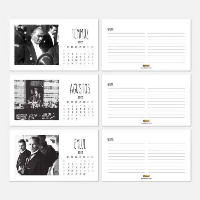 Atatürk Fotoğraflı 2025 Takvim Şövale Masa Takvimi