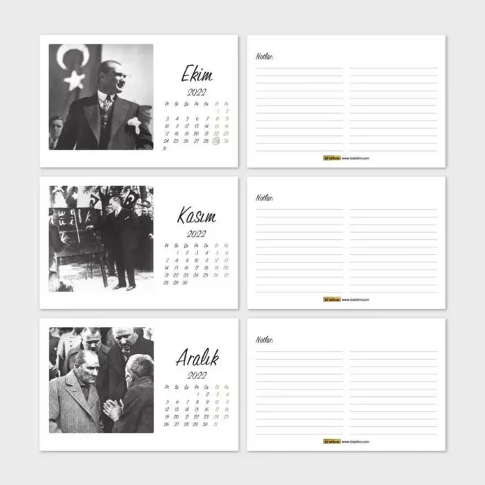 Atatürk Fotoğraflı 2025 Masa Takvimi Kraft Yatay Form