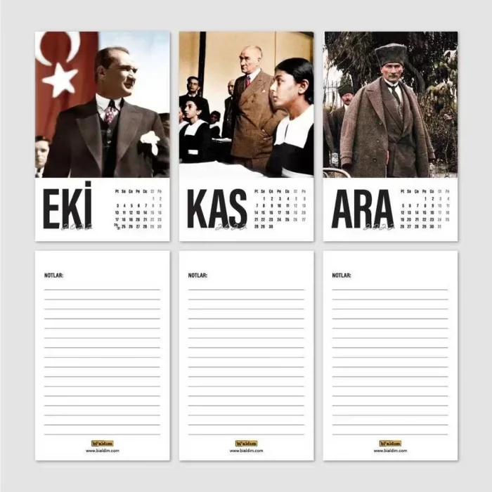 Atatürk Fotoğraflı 2025 Takvimi Kırmızı Masa Takvimi Dikey Form
