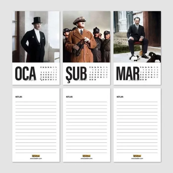 Atatürk Fotoğraflı 2025 Takvimi Kraft Masa Takvimi Dikey Form