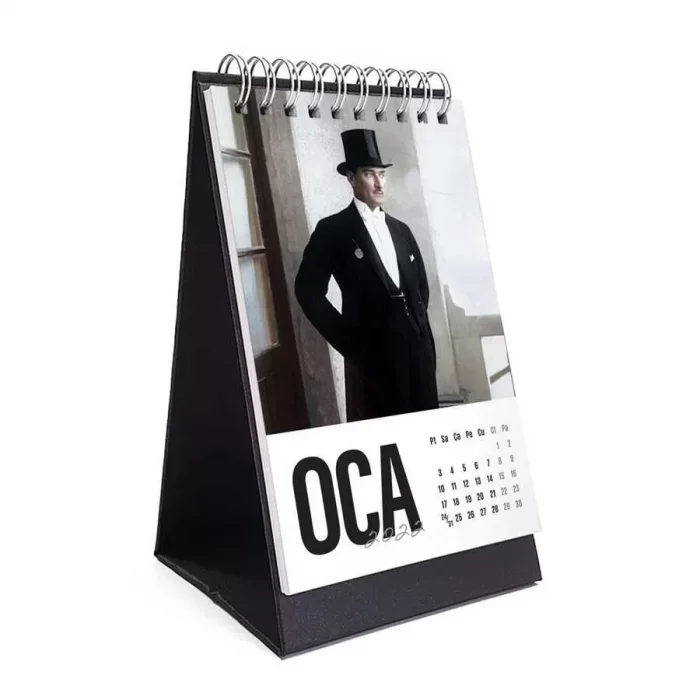 Atatürk Fotoğraflı 2025 Takvimi Siyah Masa Takvimi Dikey Form