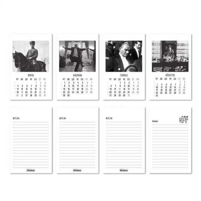 Atatürk Fotoğraflı 2026 Masa Takvimi Haftalık Planlayıcılı