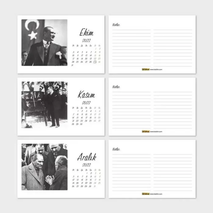 Atatürk Fotoğraflı 2026 Masa Takvimi Kraft Yatay Form