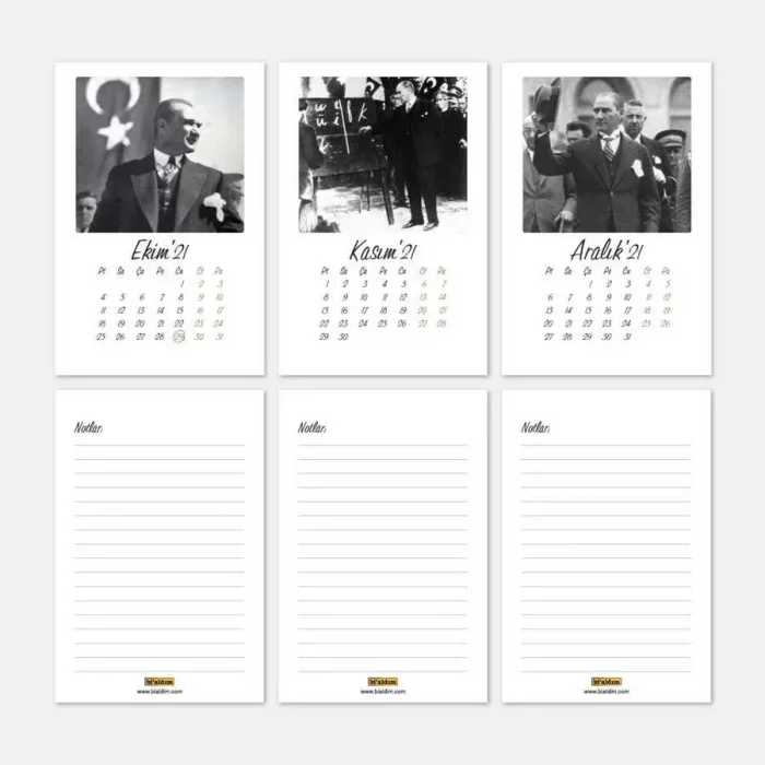 Atatürk Fotoğraflı 2026 Masa Takvimi - Siyah Beyaz