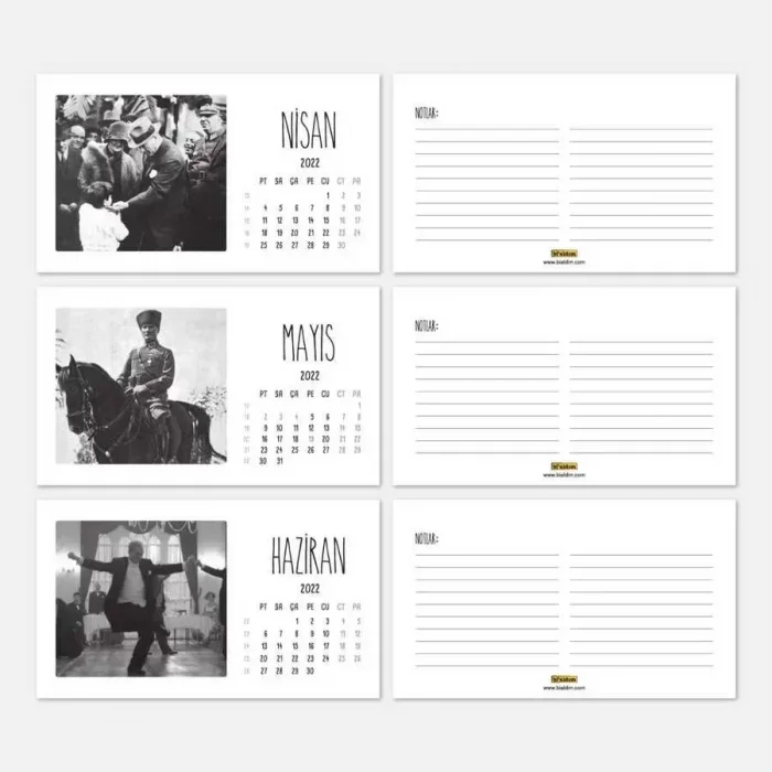 Atatürk Fotoğraflı 2026 Takvim Şövale Masa Takvimi