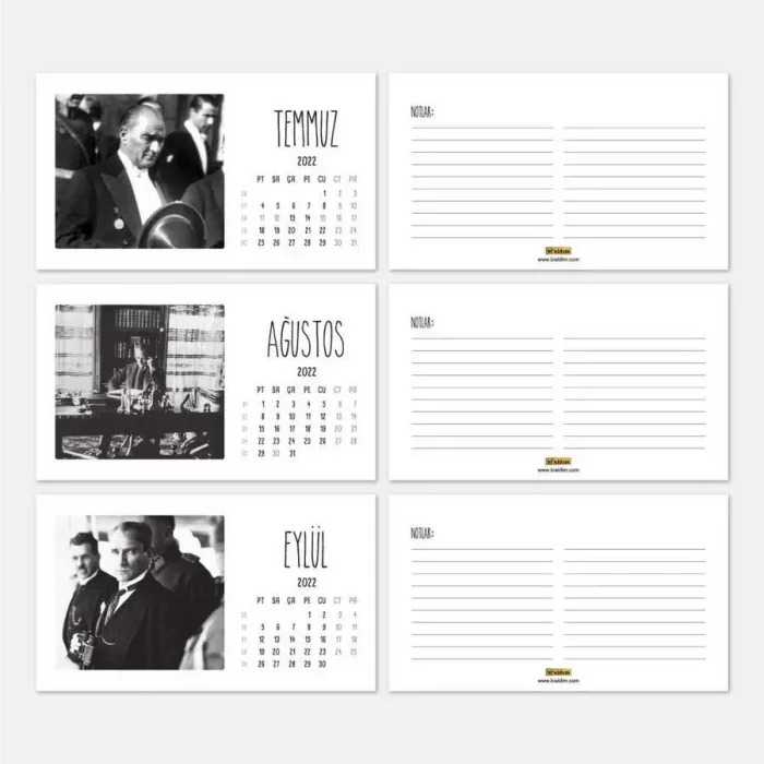 Atatürk Fotoğraflı 2026 Takvim Şövale Masa Takvimi