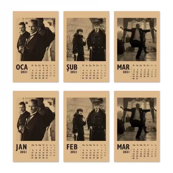 Atatürk Fotoğraflı 2027 Masa Takvimi - Dikey Siyah Kraft
