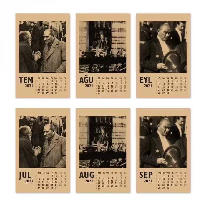 Atatürk Fotoğraflı 2027 Masa Takvimi - Dikey Siyah Kraft