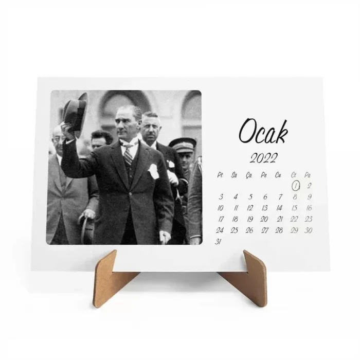 Atatürk Fotoğraflı 2027 Masa Takvimi Kraft Yatay Form