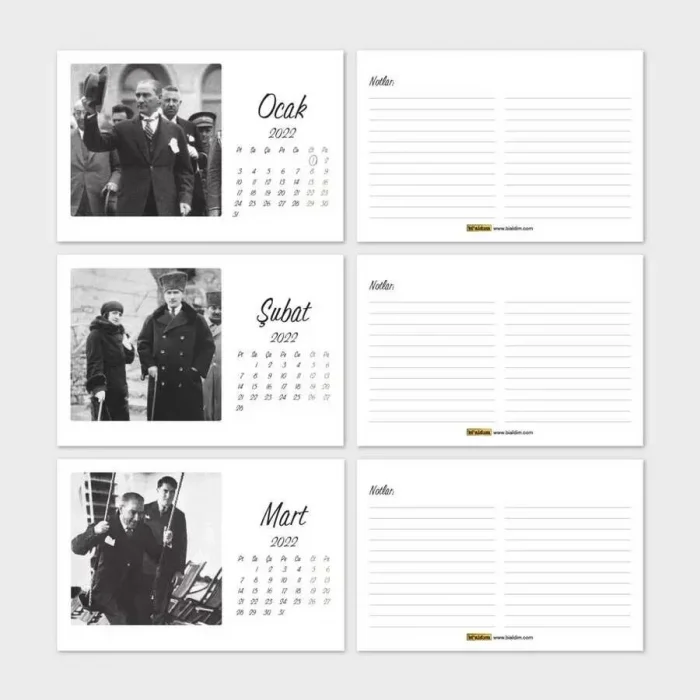 Atatürk Fotoğraflı 2027 Masa Takvimi Kraft Yatay Form
