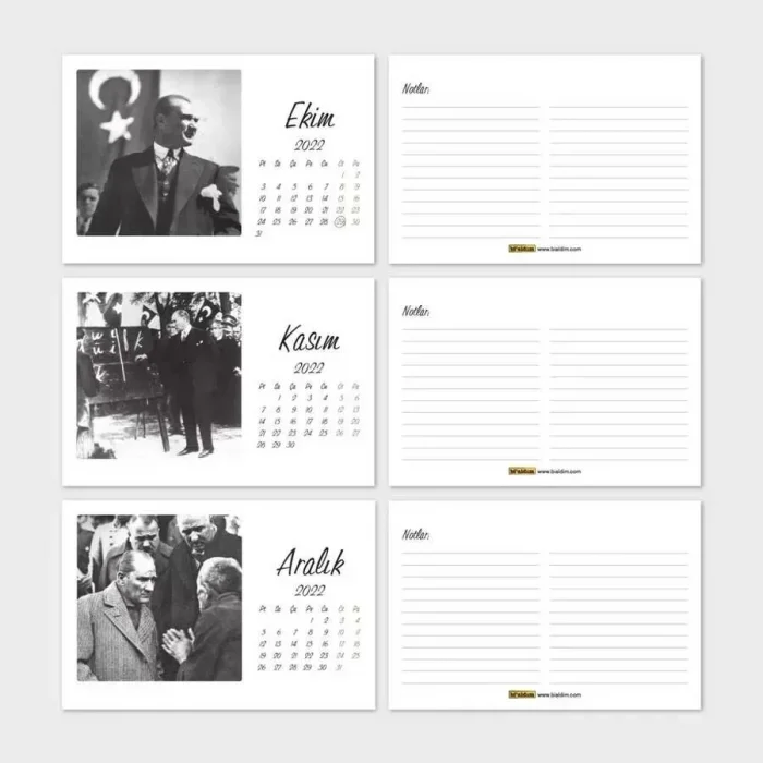 Atatürk Fotoğraflı 2027 Masa Takvimi Kraft Yatay Form